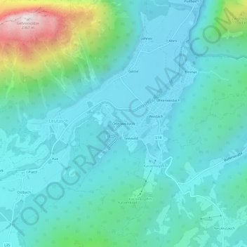 Oberweidach topographic map, elevation, terrain