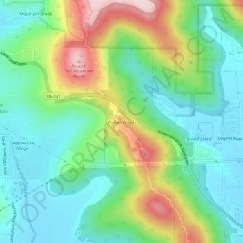 Walker Woods topographic map, elevation, terrain