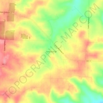 Saint George topographic map, elevation, terrain