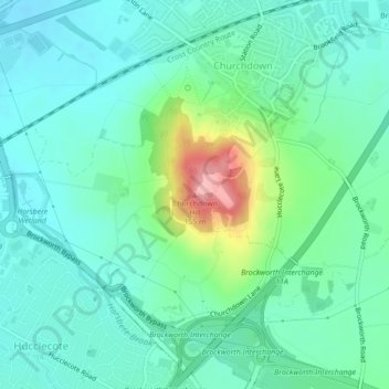 Churchdown Hill topographic map, elevation, terrain