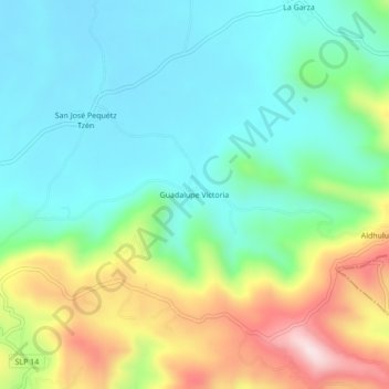 Guadalupe Victoria topographic map, elevation, terrain