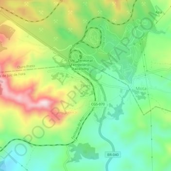 Pires topographic map, elevation, terrain