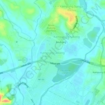 Kampung Ladang topographic map, elevation, terrain