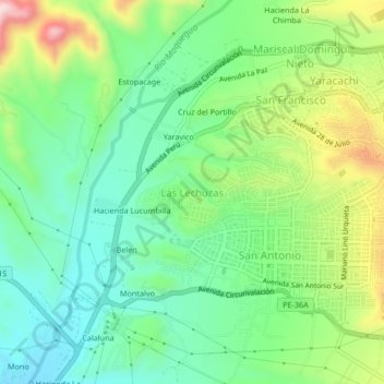 Las Lechuzas topographic map, elevation, terrain