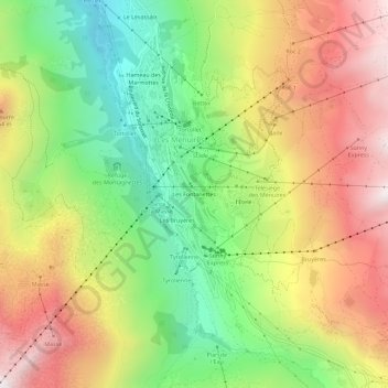 Les Fontanettes topographic map, elevation, terrain
