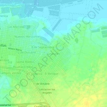 Girasoles topographic map, elevation, terrain