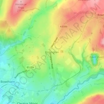 Frizington topographic map, elevation, terrain