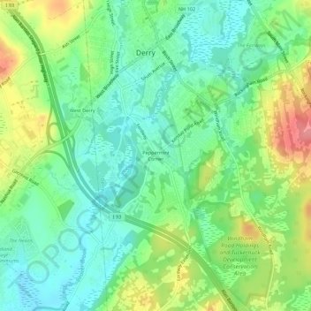 Peppermint Corner topographic map, elevation, terrain