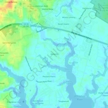 Amberly topographic map, elevation, terrain