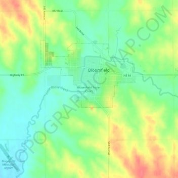 Bloomfield Trailer Court topographic map, elevation, terrain