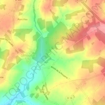 Le Bourguoin topographic map, elevation, terrain