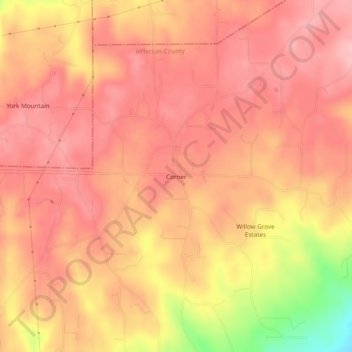 Corner topographic map, elevation, terrain