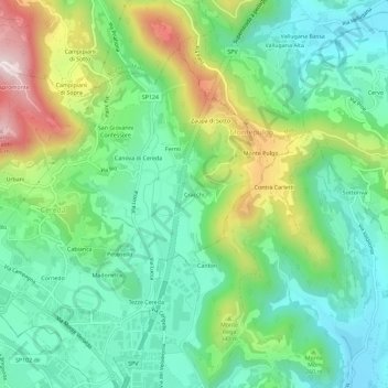 Cracchi topographic map, elevation, terrain