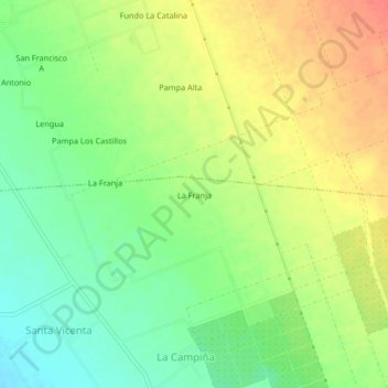 La Franja topographic map, elevation, terrain