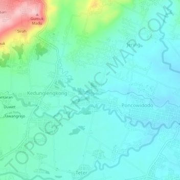 Blagung topographic map, elevation, terrain
