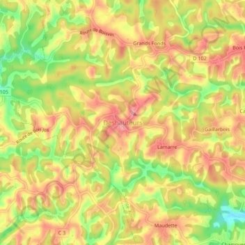 Deshauteurs topographic map, elevation, terrain