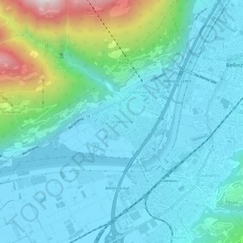 Sementina topographic map, elevation, terrain