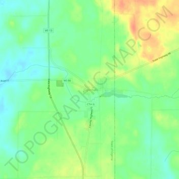 Ogema topographic map, elevation, terrain
