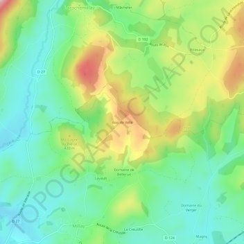 Bois de Velle topographic map, elevation, terrain