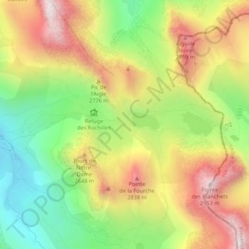 Col des Rochilles topographic map, elevation, terrain