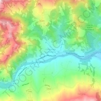 Colombaia sul Secchia topographic map, elevation, terrain