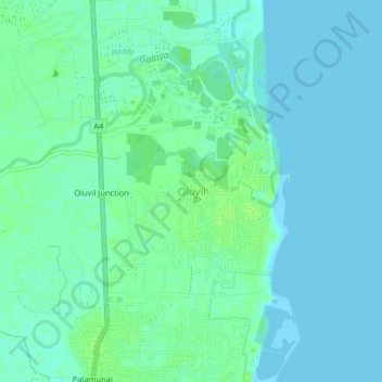 Oluvil topographic map, elevation, terrain