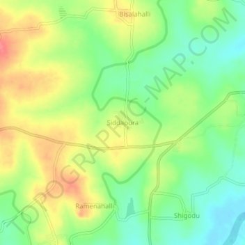 Siddapura topographic map, elevation, terrain