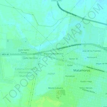 Mariano Matamoros topographic map, elevation, terrain