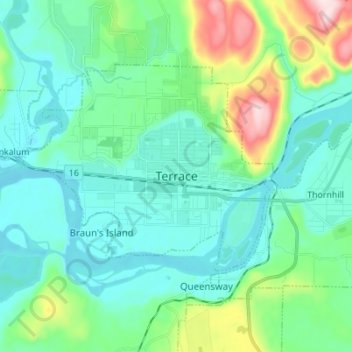 Terrace topographic map, elevation, terrain