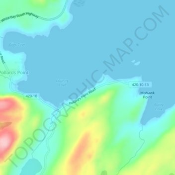 Pollards Point topographic map, elevation, terrain