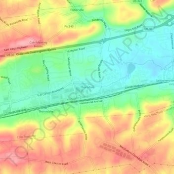 Thorndale topographic map, elevation, terrain