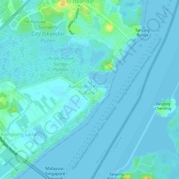 Kampung Pendas Baru topographic map, elevation, terrain