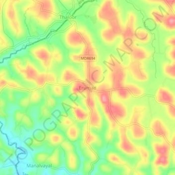 Erumad topographic map, elevation, terrain