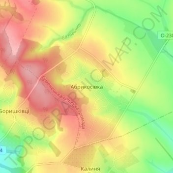 Abrykosivka topographic map, elevation, terrain
