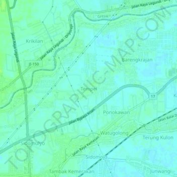 Tempel topographic map, elevation, terrain
