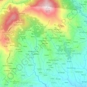 Chiesa topographic map, elevation, terrain