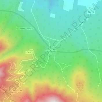 Las Cruces topographic map, elevation, terrain