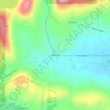 Bearsville topographic map, elevation, terrain