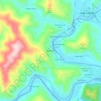 Montesano topographic map, elevation, terrain