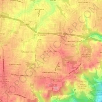 North Hills Estates topographic map, elevation, terrain