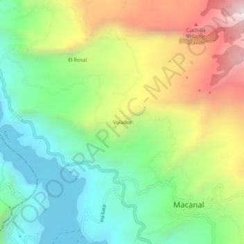Volador topographic map, elevation, terrain