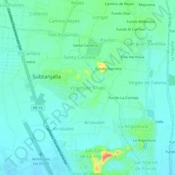Virgen de Chapi topographic map, elevation, terrain