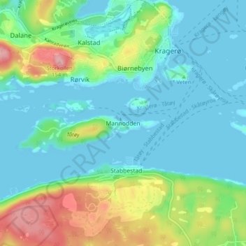 Mannodden topographic map, elevation, terrain