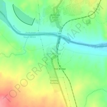 Beit Bridge topographic map, elevation, terrain