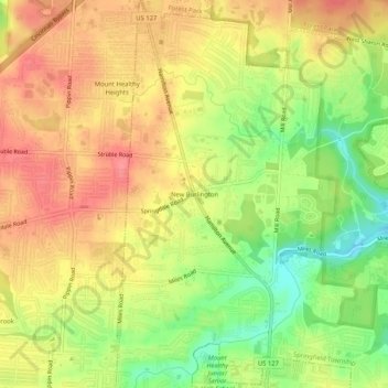 New Burlington topographic map, elevation, terrain