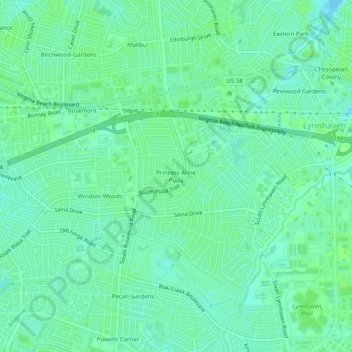 Princess Anne Plaza topographic map, elevation, terrain