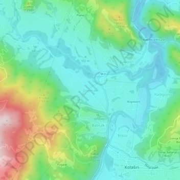 Drijenak topographic map, elevation, terrain