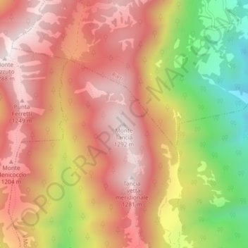 Monte Tancia topographic map, elevation, terrain