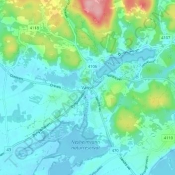 Vanse topographic map, elevation, terrain