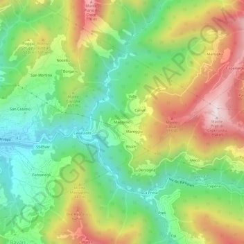 Maggiolo topographic map, elevation, terrain
